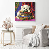 Puppy's Tale Time | Diamond Painting Displayed as Home Decor