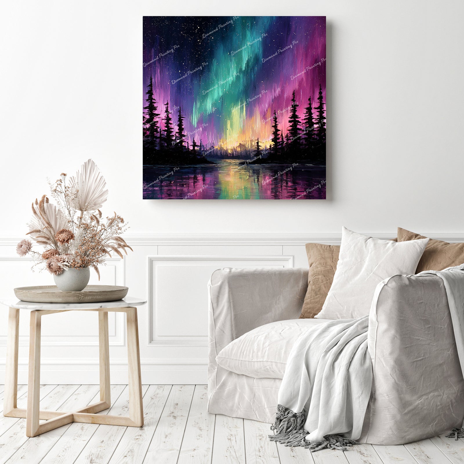 Emerald Aurora Borealis Diamond Painting as Home Decor