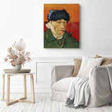 Self-Portrait with Bandaged Ear and Pipe-Van Gogh | Diamond Painting Displayed as Home Decor