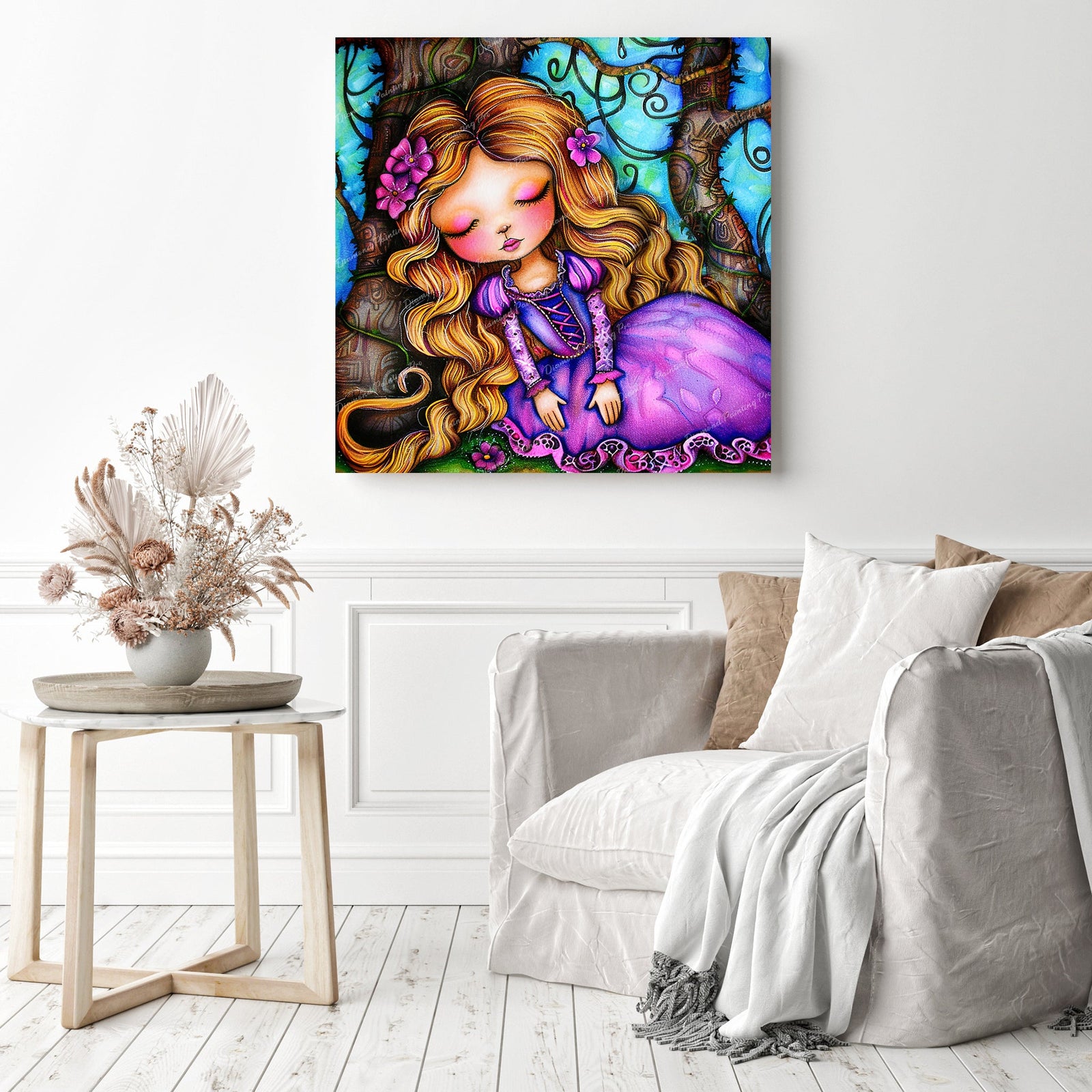 Dreaming Rapunzel | Diamond Painting Displayed as Home Decor