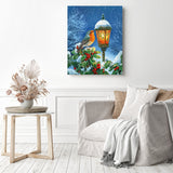 Festive Winter Streetlamp Diamond Painting as Home Decor