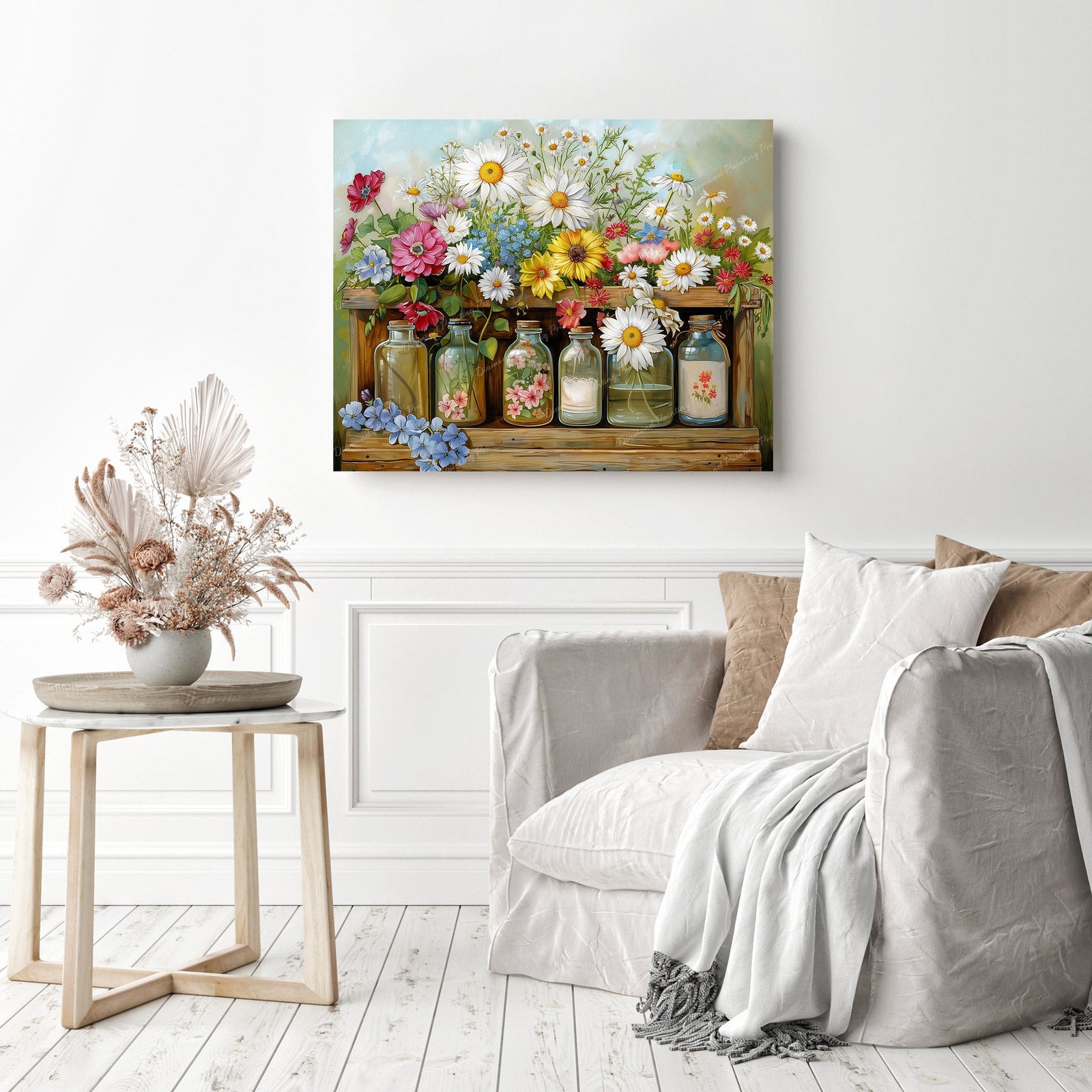 Bottled Blossoms | Diamond Painting Displayed as Home Decor