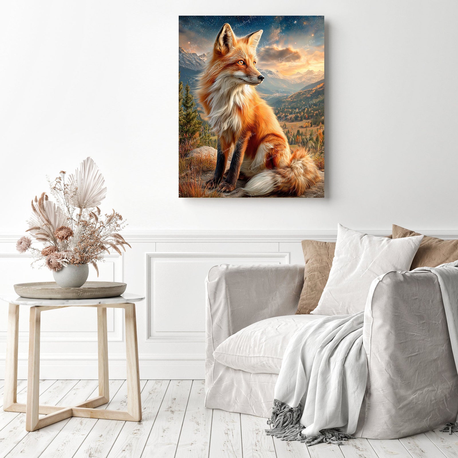 Fox at Starry Peaks Diamond Painting as Home Decor