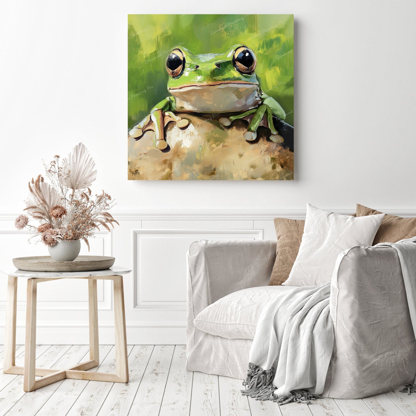 Froggy Gaze of Wonder | Diamond Painting Displayed as Home Decor