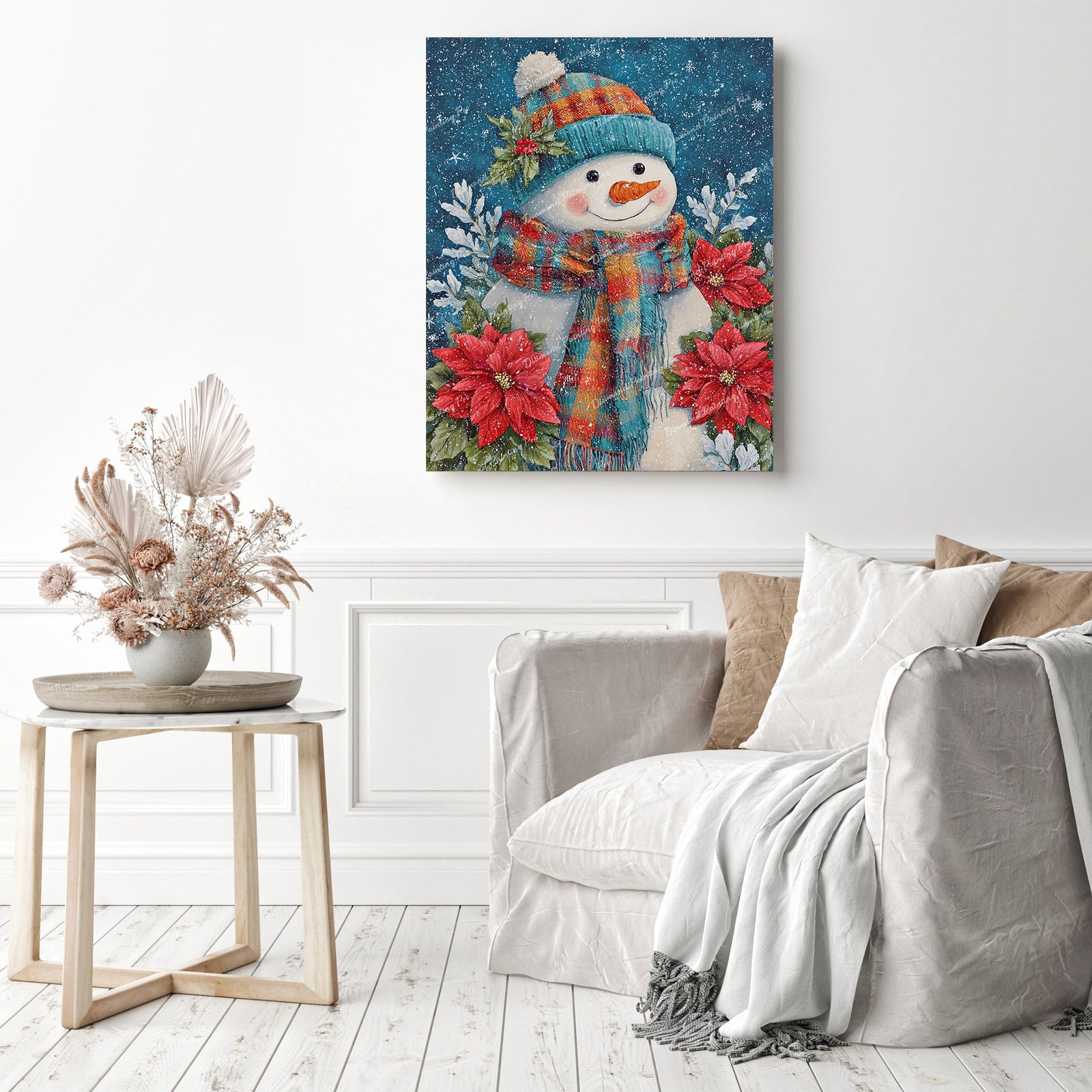 Frosty Bloom Snowman Diamond Painting as Home Decor
