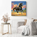 Galloping Black Horse Diamond Painting as Home Decor
