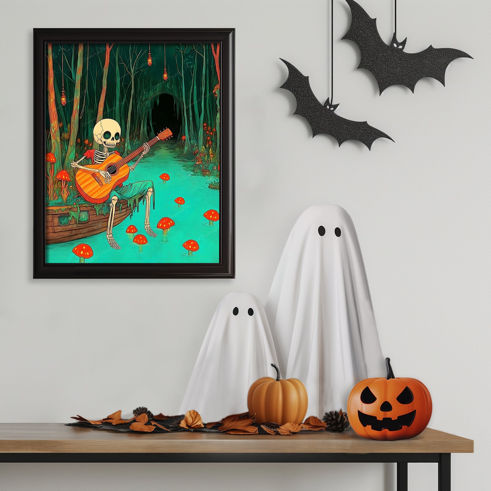 Ghostly Serenade | Diamond Painting Displayed as Home Decor