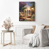 Golden Fountain Glow Diamond Painting as Home Decor