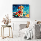 Happy Holiday Pup Diamond Painting as Home Decor