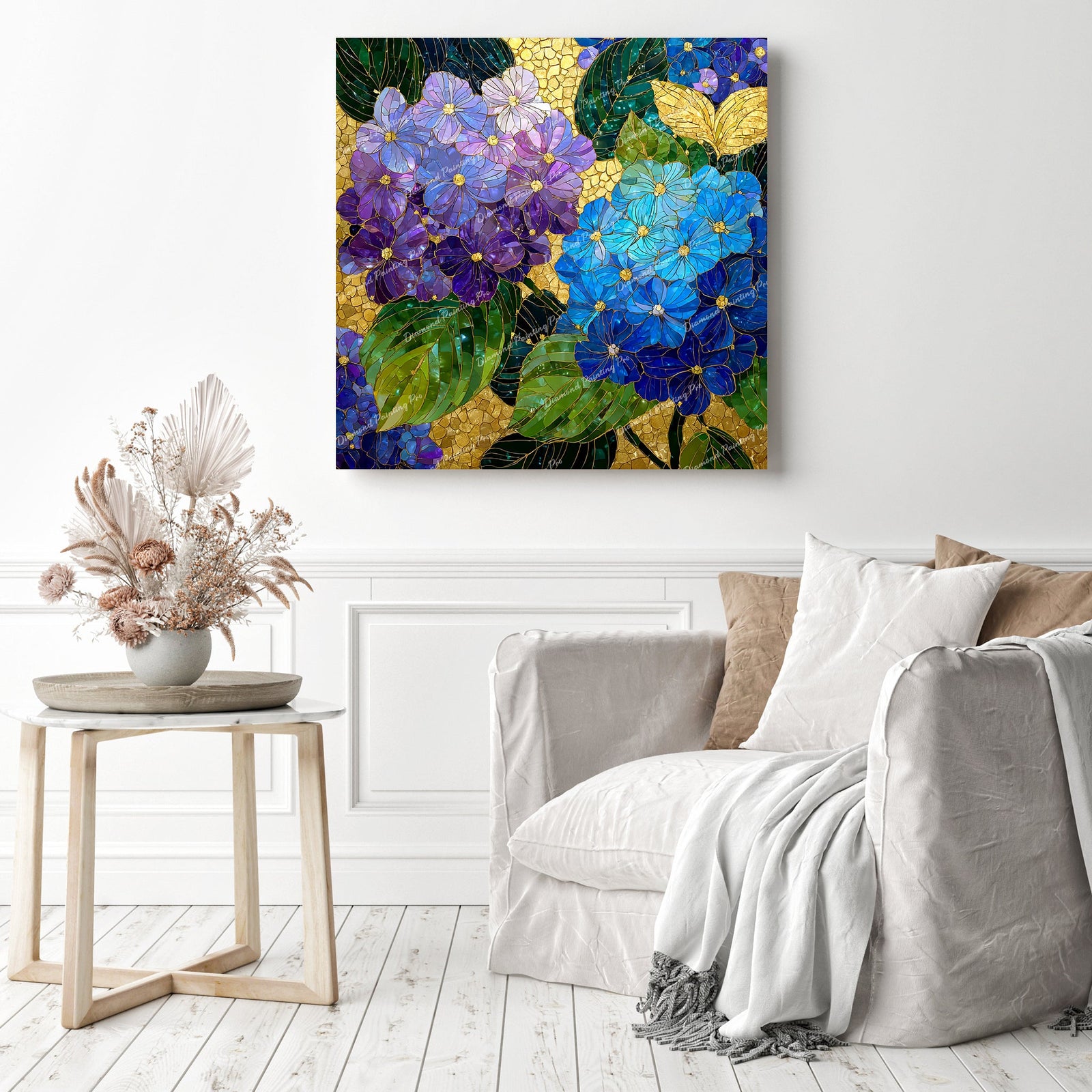 Hydrangea Hearth Diamond Painting as Home Decor