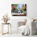 Kitten and Paris Window Diamond Painting as Home Decor