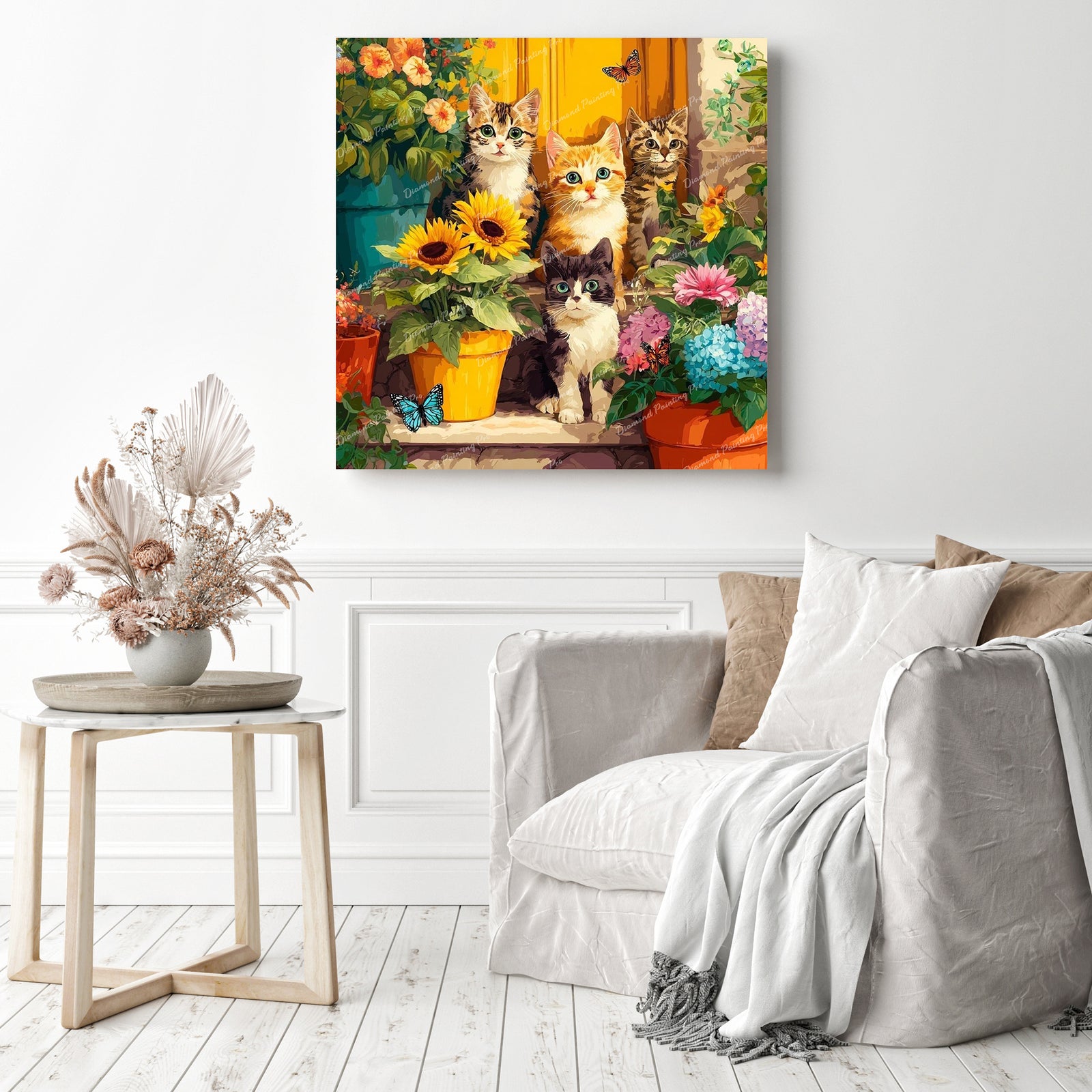 Kittens Sunny Doorstep Diamond Painting as Home Decor
