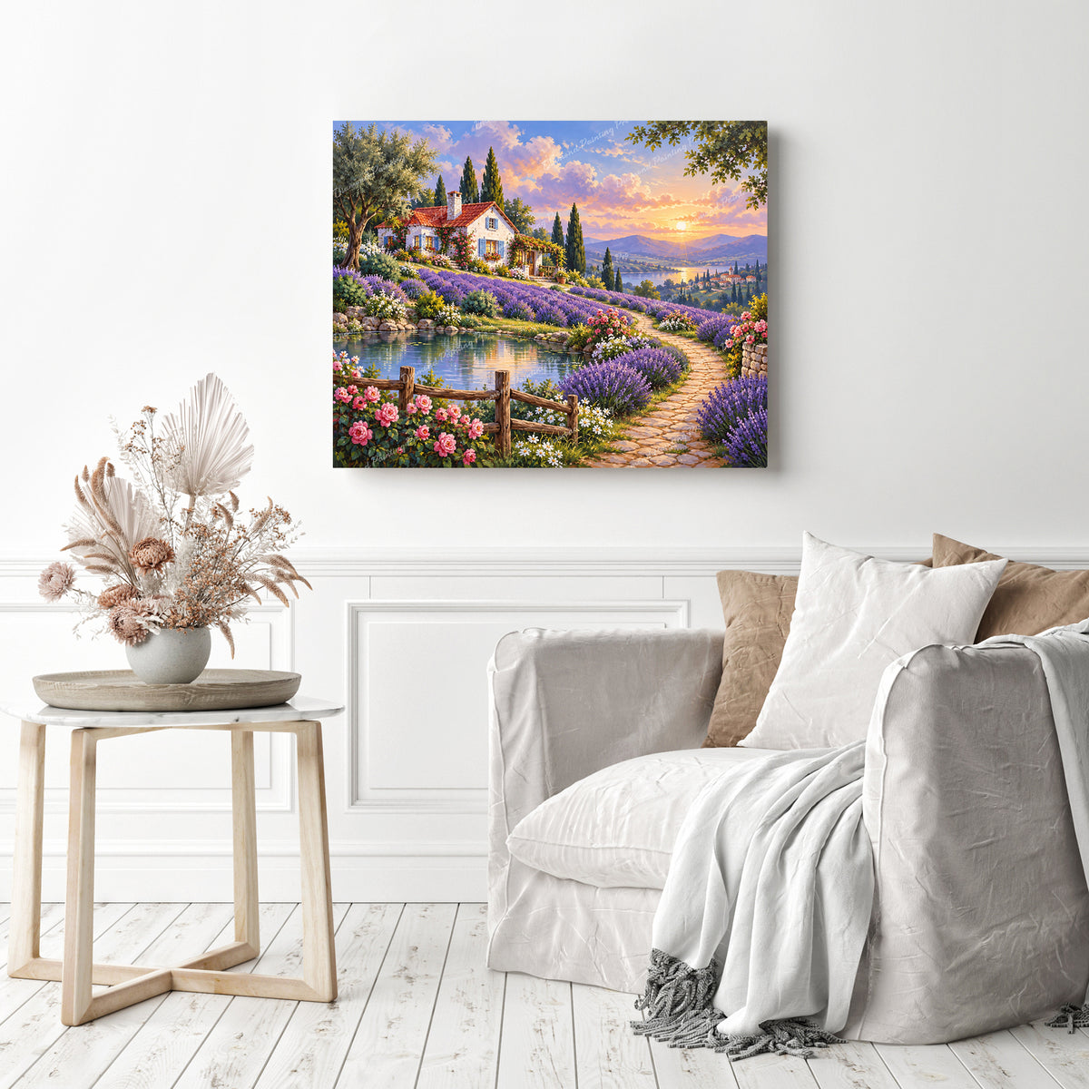 Lavender Hill Cottage Diamond Painting as Home Decor