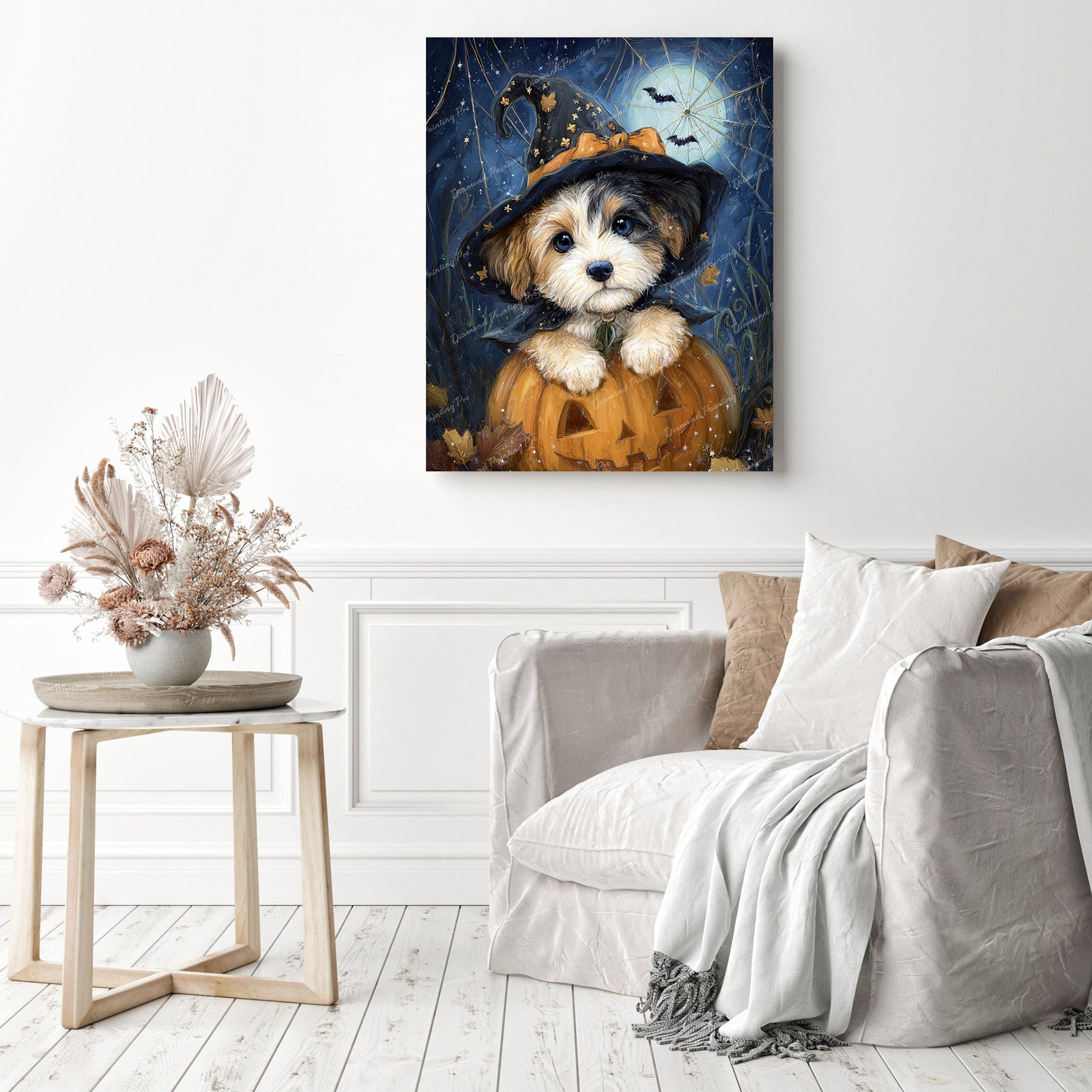 Little Witch Pup Diamond Painting as Home Decor