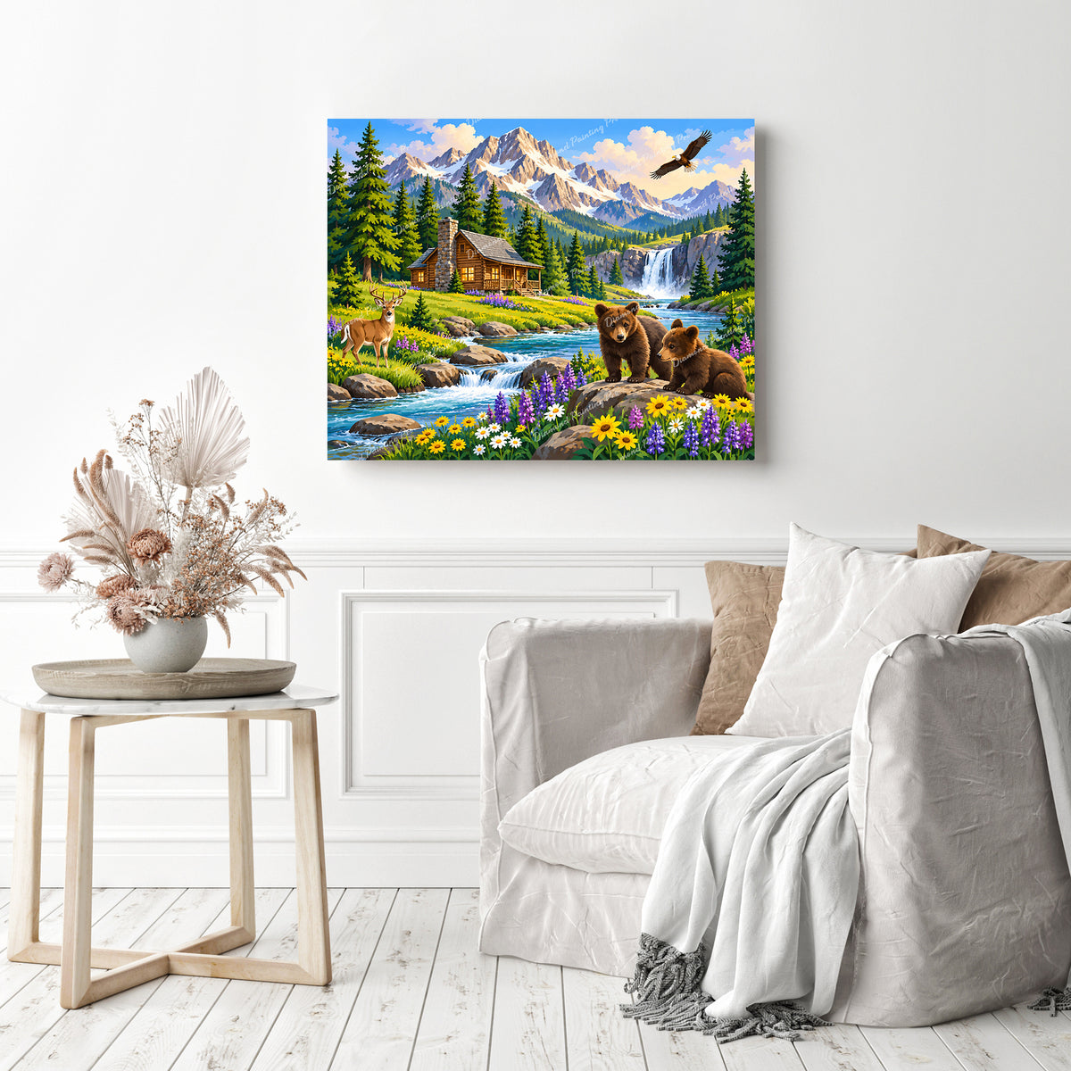Log Cabin Sanctuary Diamond Painting as Home Decor