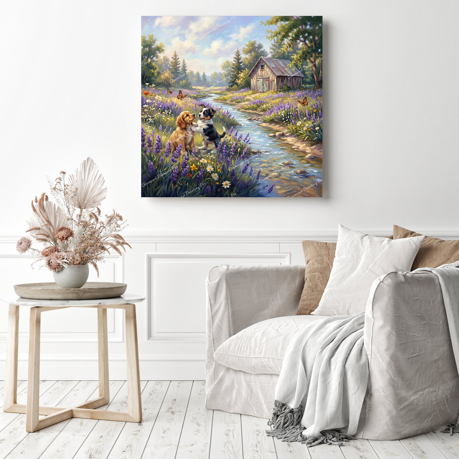 Meadow Puppy Playmates Diamond Painting as Home Decor