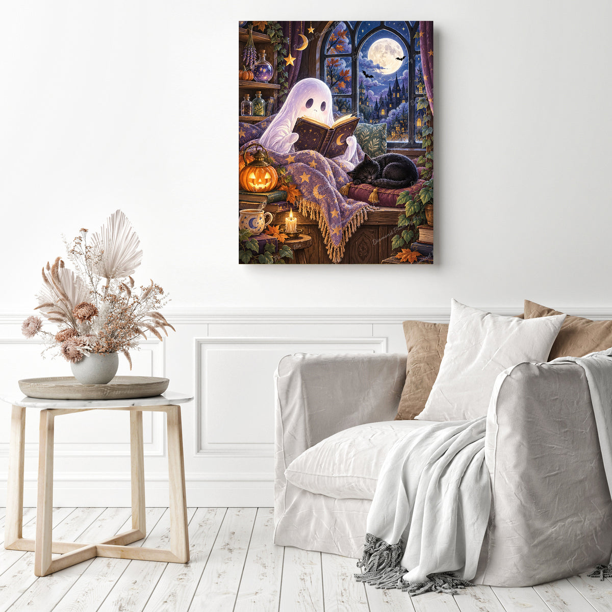Moonlit Reading Diamond Painting as Home Decor
