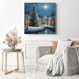 Moonlit Town Lights Diamond Painting as Home Decor