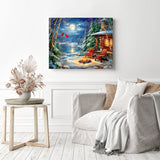 Moonlit Winter Fireside Diamond Painting as Home Decor