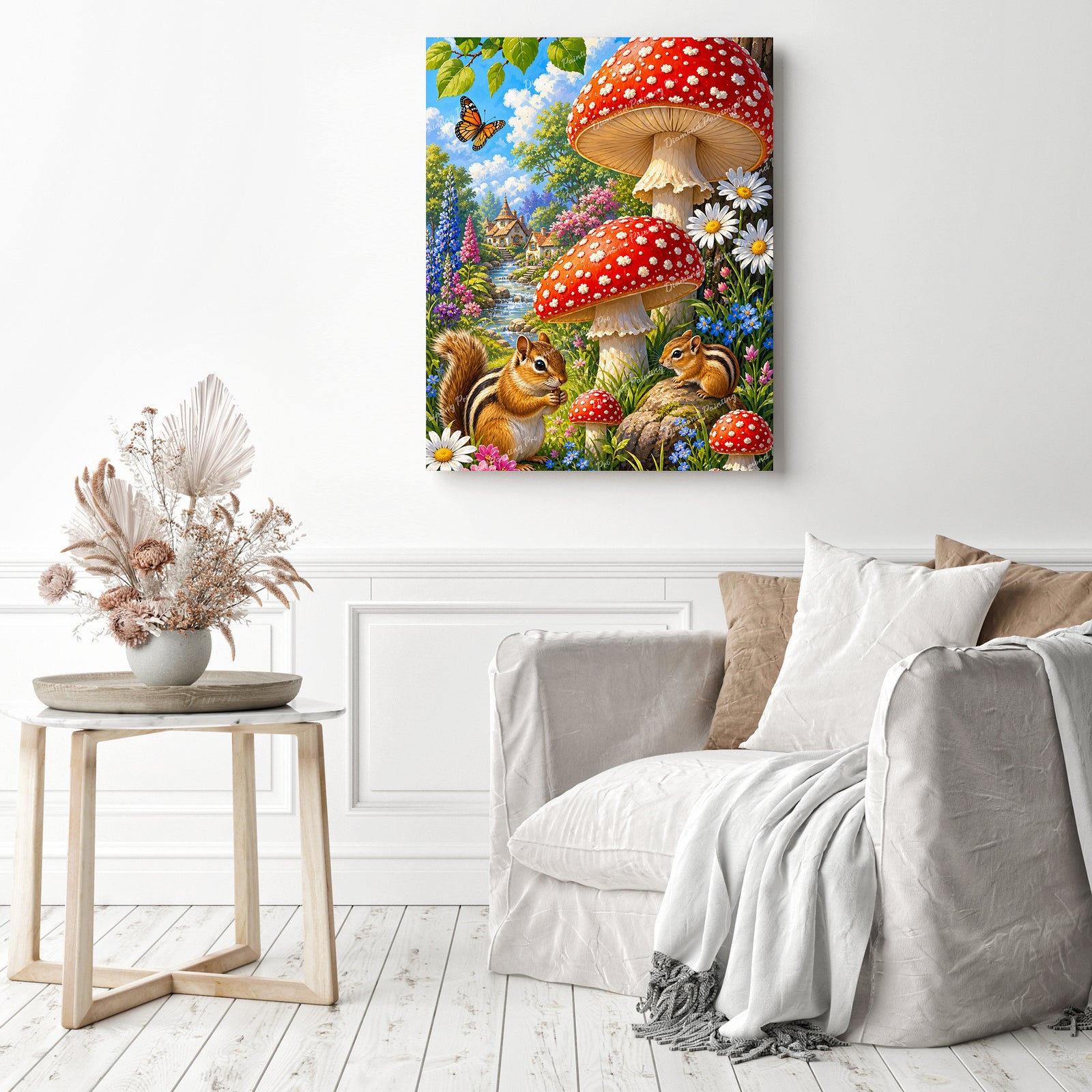 Mushrooms and Chipmunks Diamond Painting as Home Decor