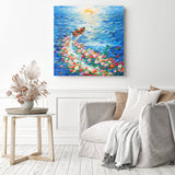 Floral Trails of the Sea | Diamond Painting Displayed as Home Decor