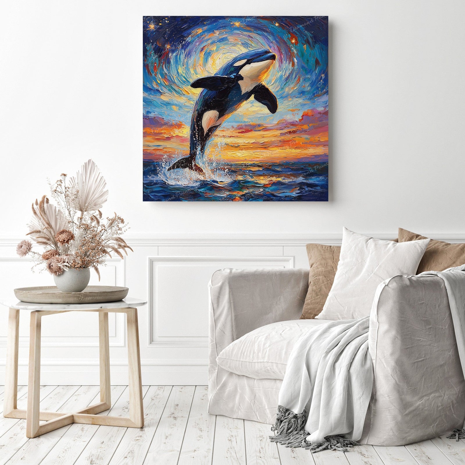 Orca Sunset Serenade Diamond Painting as Home Decor