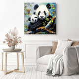 Panda Cuddle | Diamond Painting Displayed as Home Decor