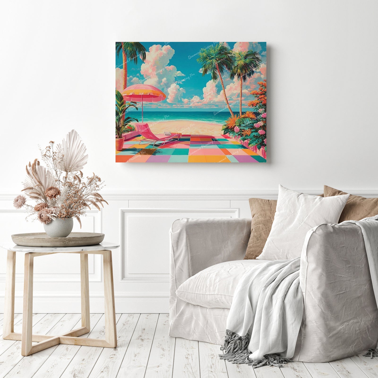 Pastel Beach Lounge Diamond Painting as Home Decor