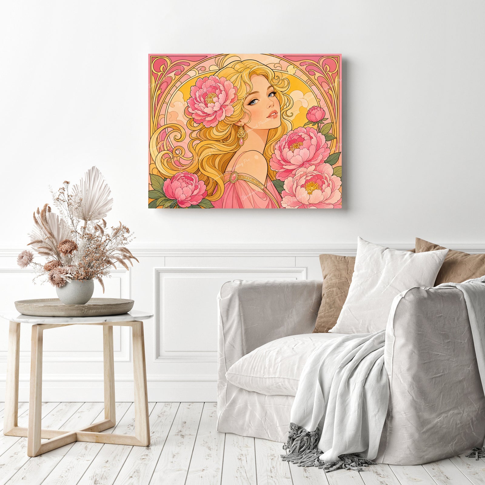 Peony Garden Goddess Diamond Painting as Home Decor