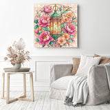 Peony Lantern Diamond Painting as Home Decor