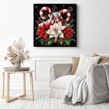 Peppermint Poinsettia Diamond Painting as Home Decor
