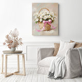 Pink Bow Flower Basket Diamond Painting as Home Decor