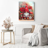 Poinsettia Xmas Gnome Diamond Painting as Home Decor