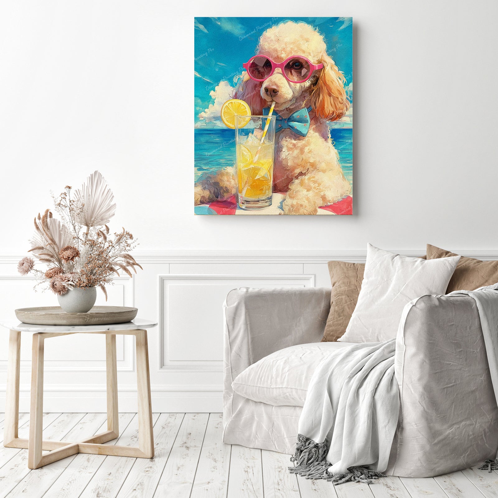 Poodle Sipping Diamond Painting as Home Decor