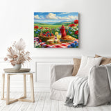 Poppy Field Picnic Diamond Painting as Home Decor
