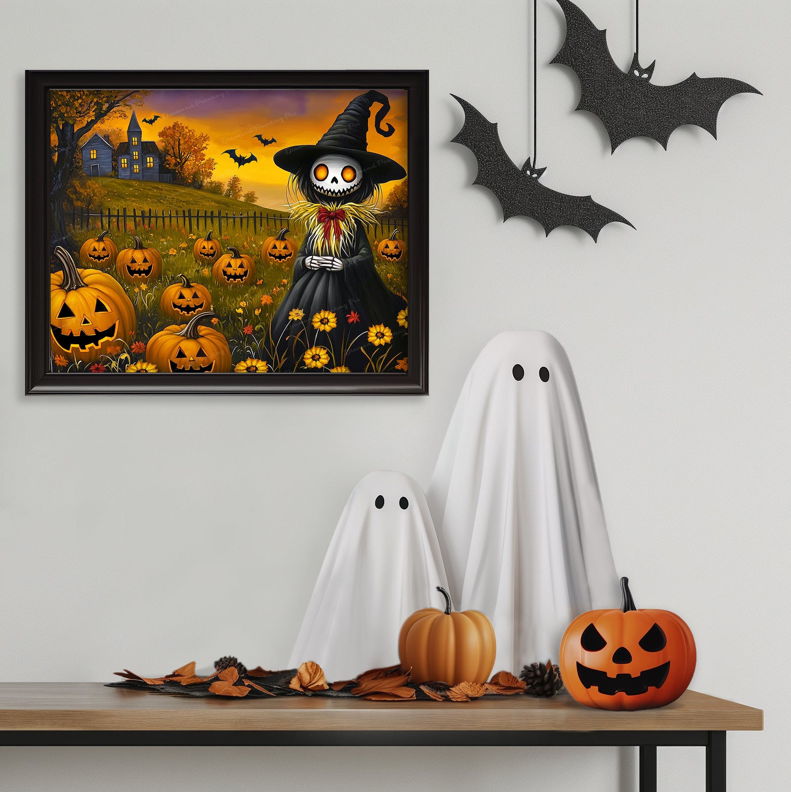 Pumpkin Patch Fun | Diamond Painting Displayed as Home Decor