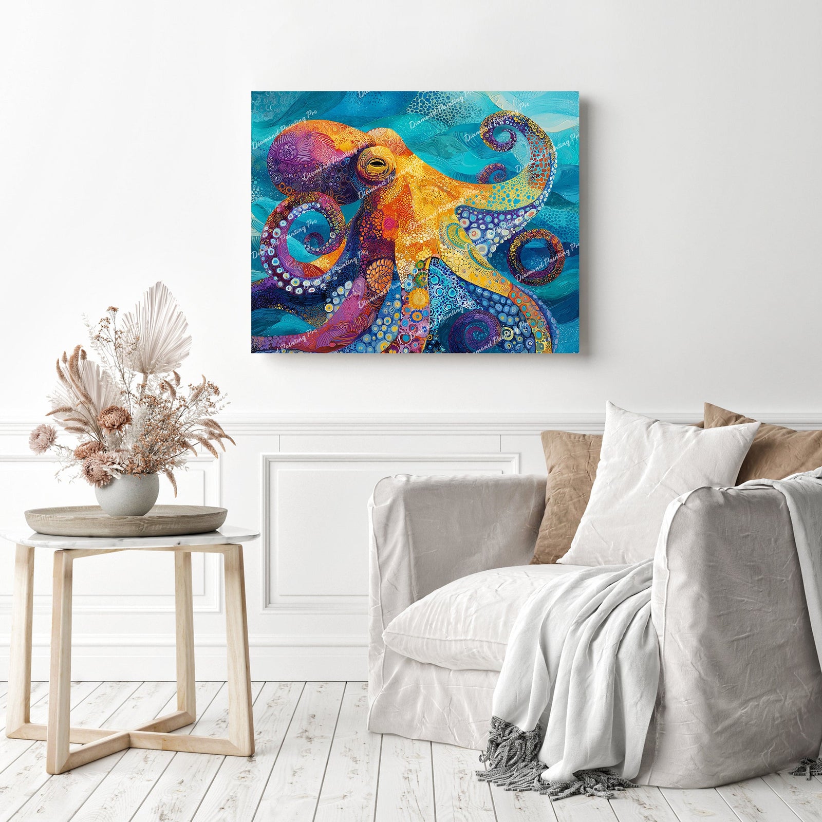 Rainbow Gem Octopus Diamond Painting as Home Decor
