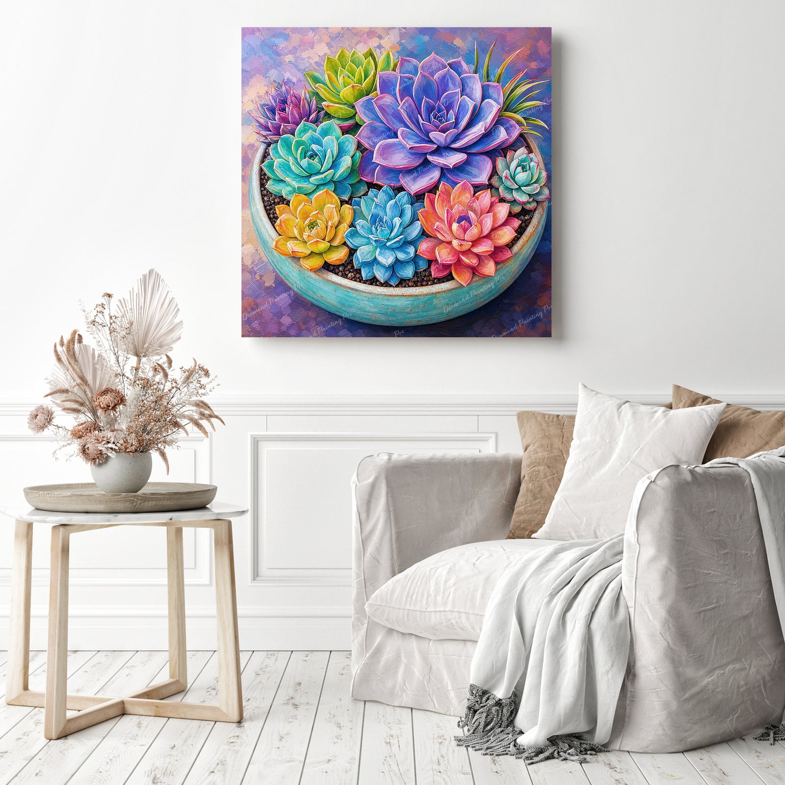 Rainbow Succulent Diamond Painting as Home Decor