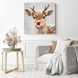 Red-nosed Reindeer Diamond Painting as Home Decor