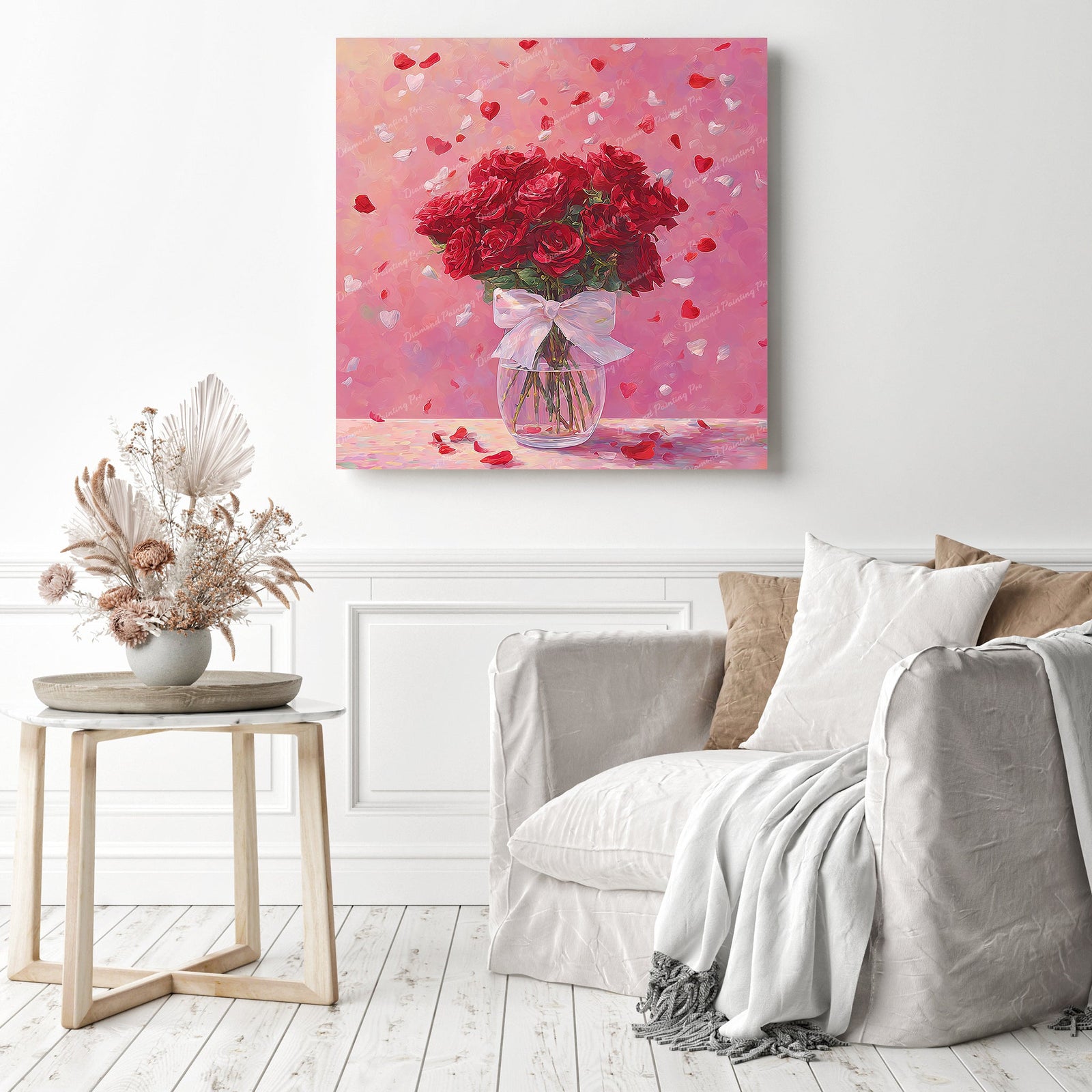 Red Roses in Vase Diamond Painting as Home Decor