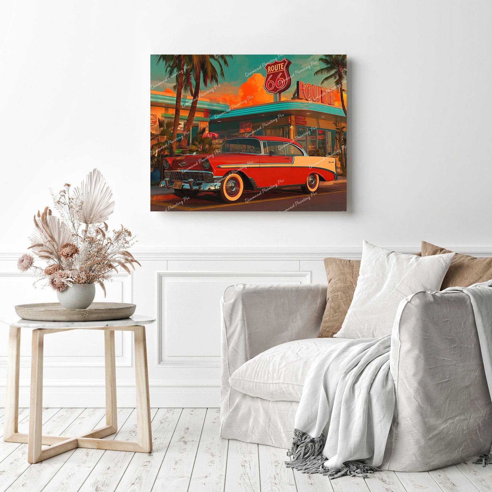 Red Vintage Car and Diner Diamond Painting as Home Decor