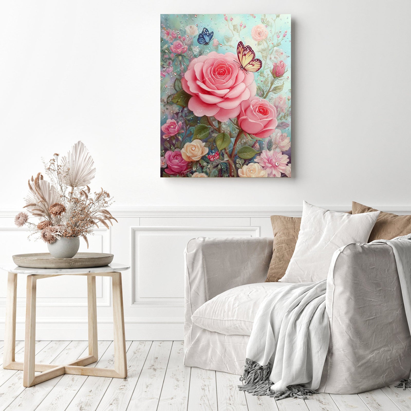 Rose Garden and Butterflies Diamond Painting as Home Decor