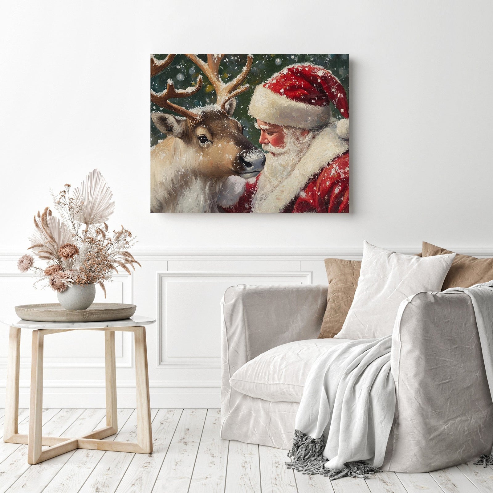 Santa and Reindeer Diamond Painting as Home Decor