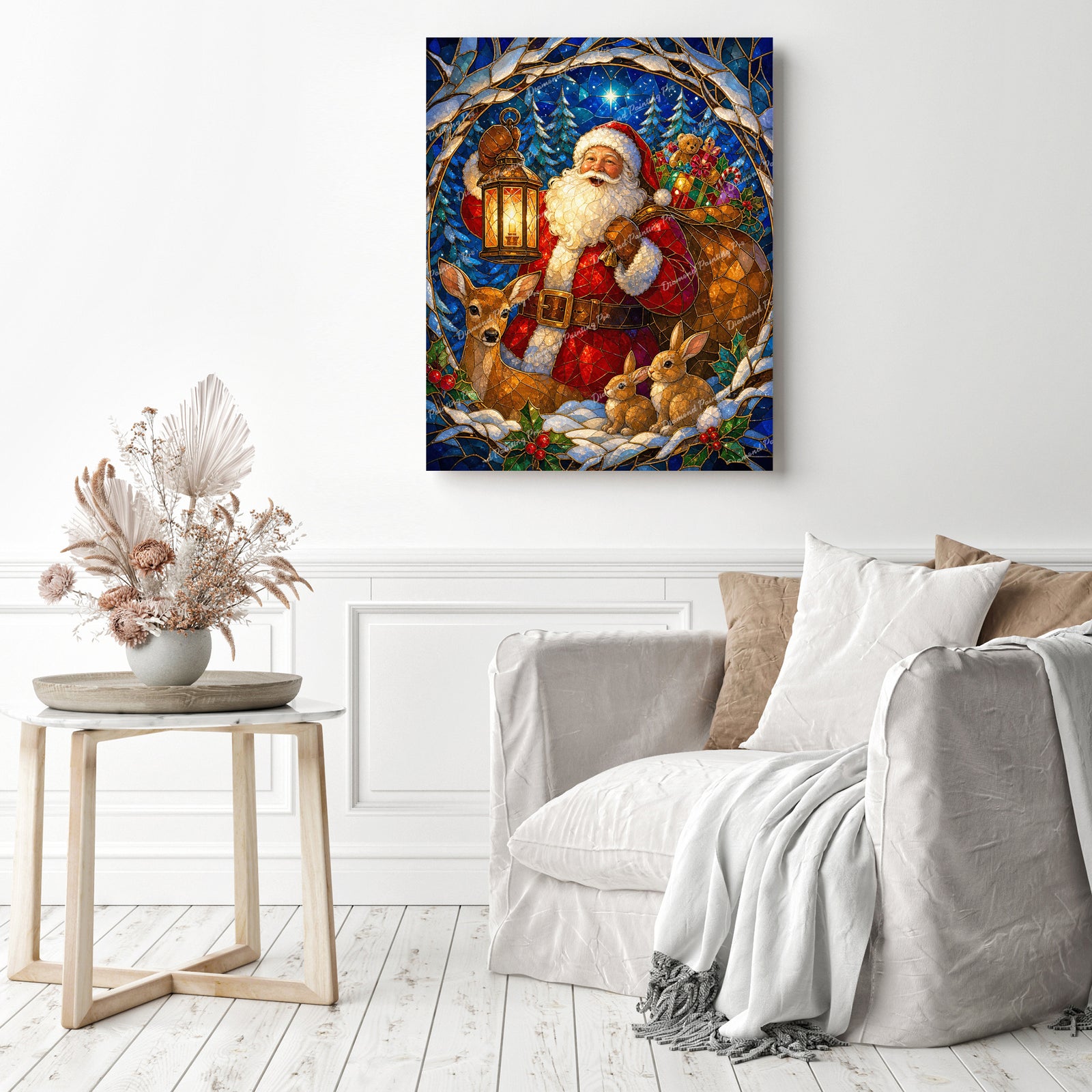 Santa Woodland Walk Diamond Painting as Home Decor