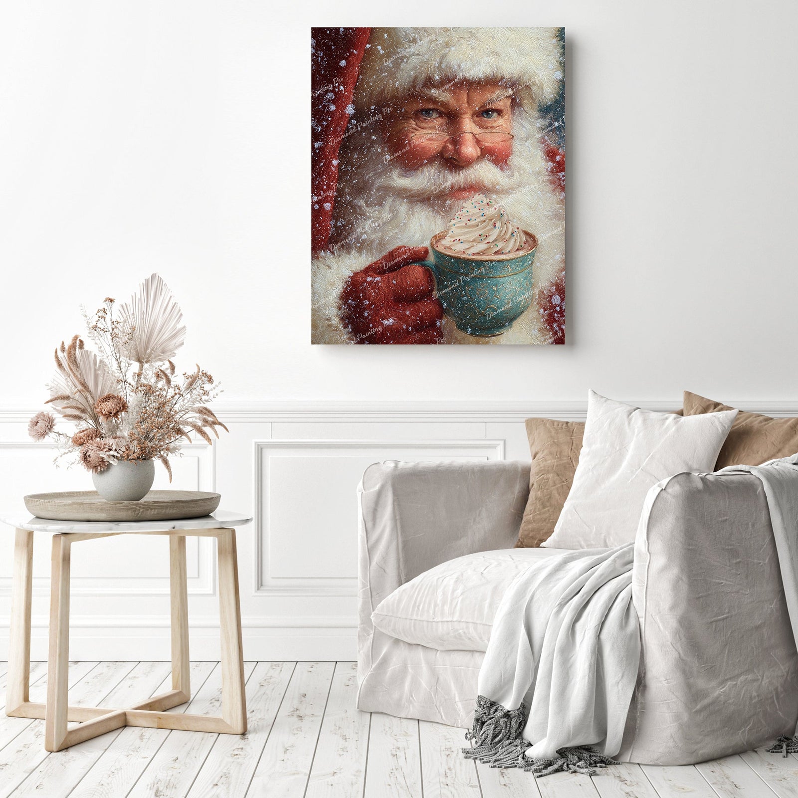 Santa's Hot Cocoa Break Diamond Painting as Home Decor