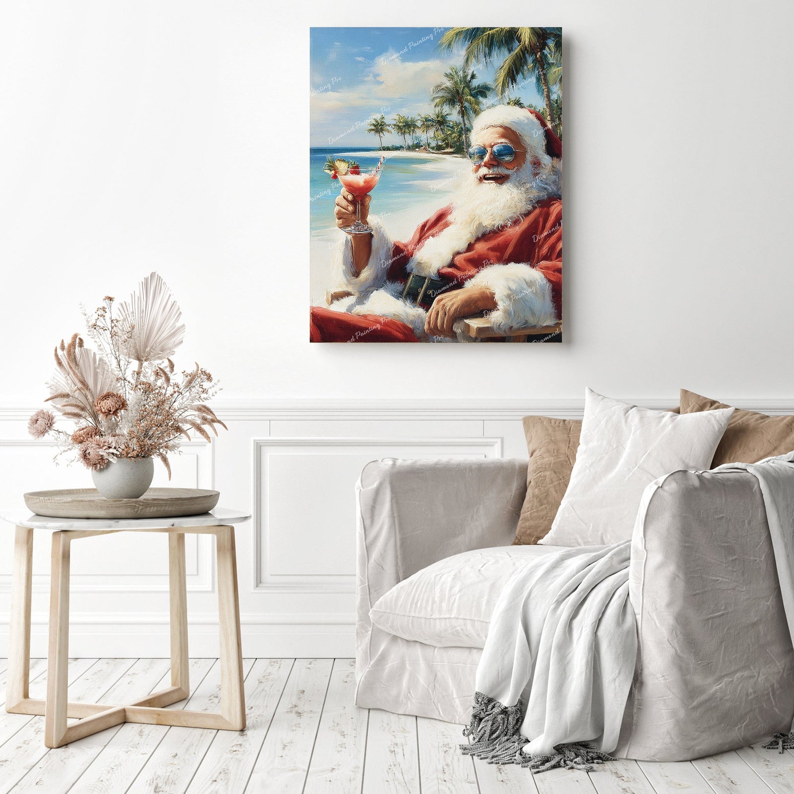 Santa's Summer Vacation Diamond Painting as Home Decor