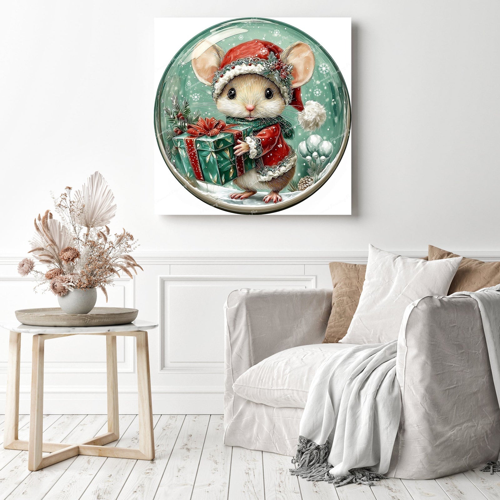 Santa's Tiny Helper Diamond Painting as Home Decor