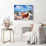 Seashell Basket Diamond Painting as Home Decor