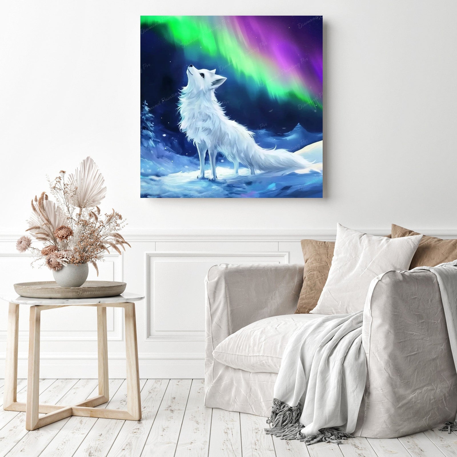 Snow Fox and Northern Lights Diamond Painting as Home Decor