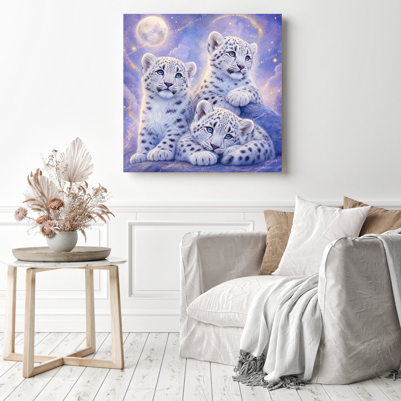 Snow Leopard Cubs Diamond Painting as Home Decor